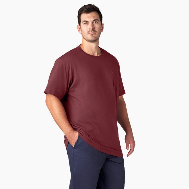 Heavyweight Short Sleeve Pocket T-Shirt - Burgundy (BY) image number 8