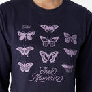 Women&#39;s Long Sleeve Butterfly Graphic Cropped T-Shirt - Ink Navy &#40;IK&#41;