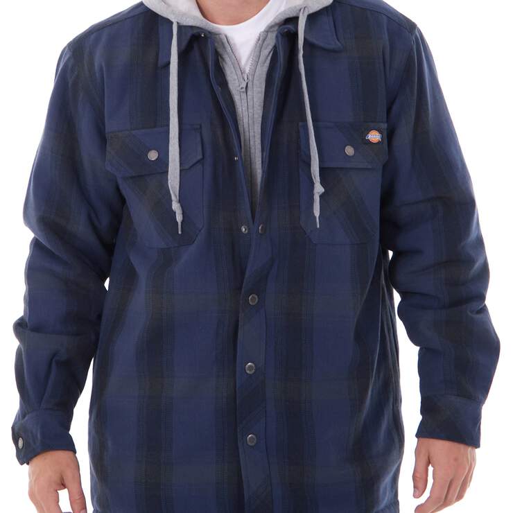Men's Hooded Shirt Jacket - NAVY/BLACK COMBINATION (NBK) image number 1
