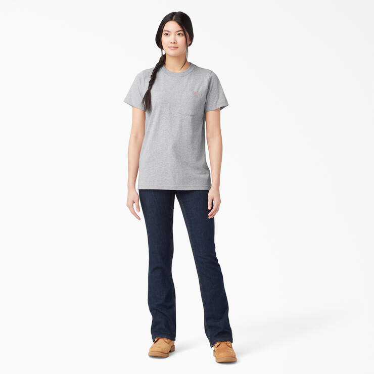 Women's Heavyweight Short Sleeve Pocket T-Shirt - Heather Gray (HG) image number 4