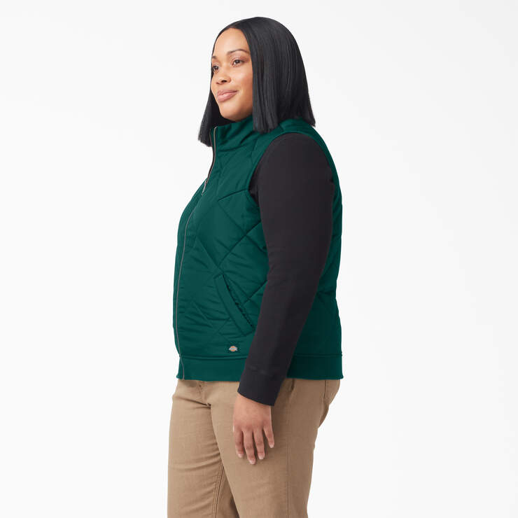 Women’s Plus Quilted Vest - Forest Green (FT) image number 3