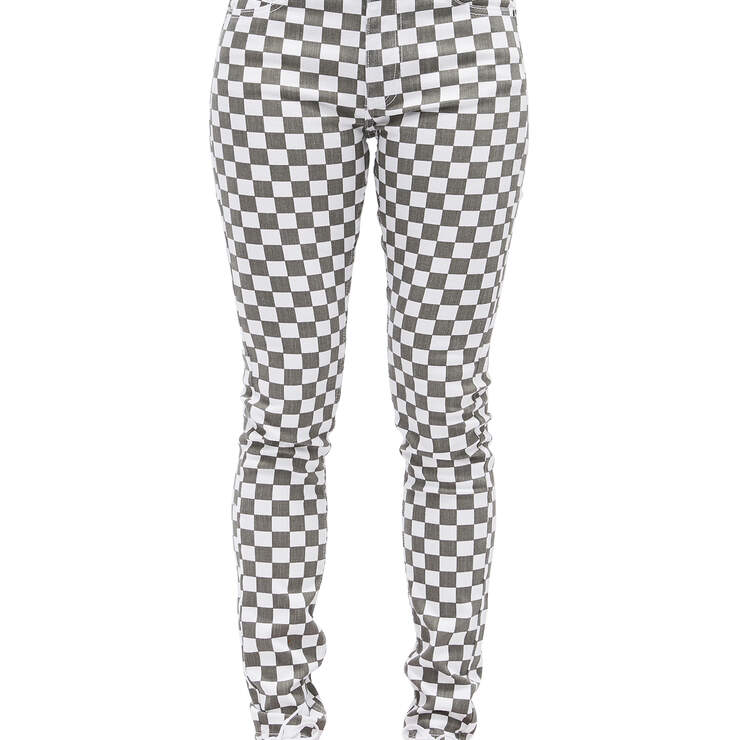 Dickies Girl Juniors' 5 Pocket Checkered Pants - Black White Checkered (CBW) image number 1