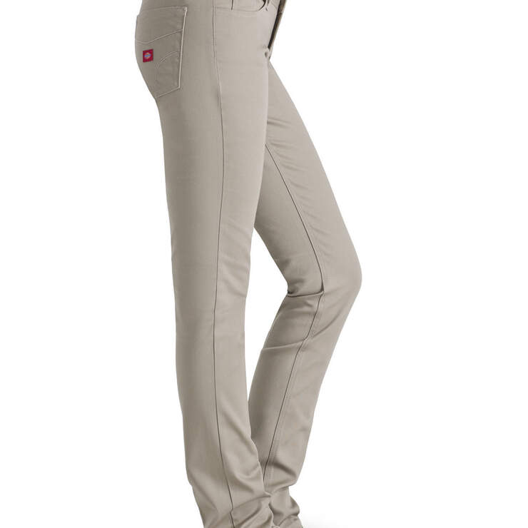 Dickies Girl Juniors' Classic 5-Pocket Skinny Pants - Khaki (KHA) image number 3