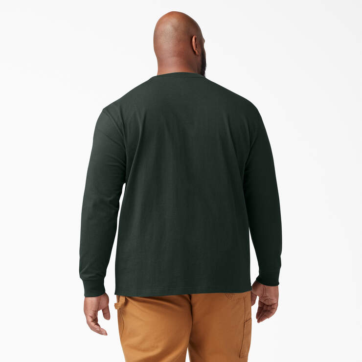 Heavyweight Long Sleeve Pocket T-Shirt - Hunter Green (GH) image number 5