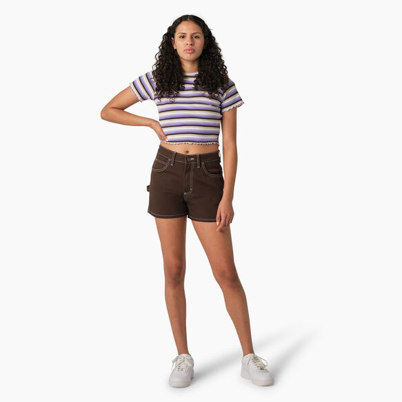 Women&#39;s High Waisted Carpenter Shorts, 3&quot; - Chocolate Brown &#40;CB&#41;