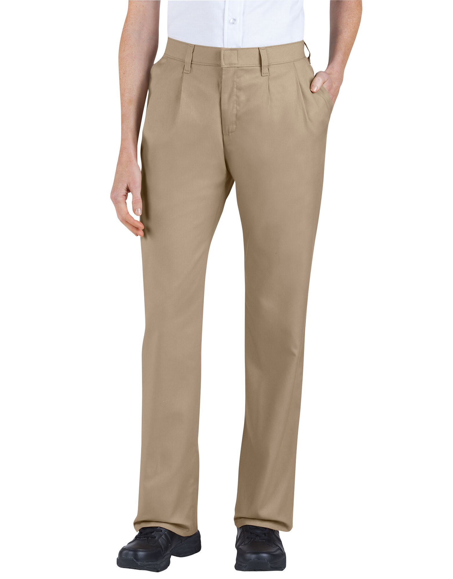Women's Pleated Pants Military Khaki | Straight Leg, Relaxed Fit | Dickies