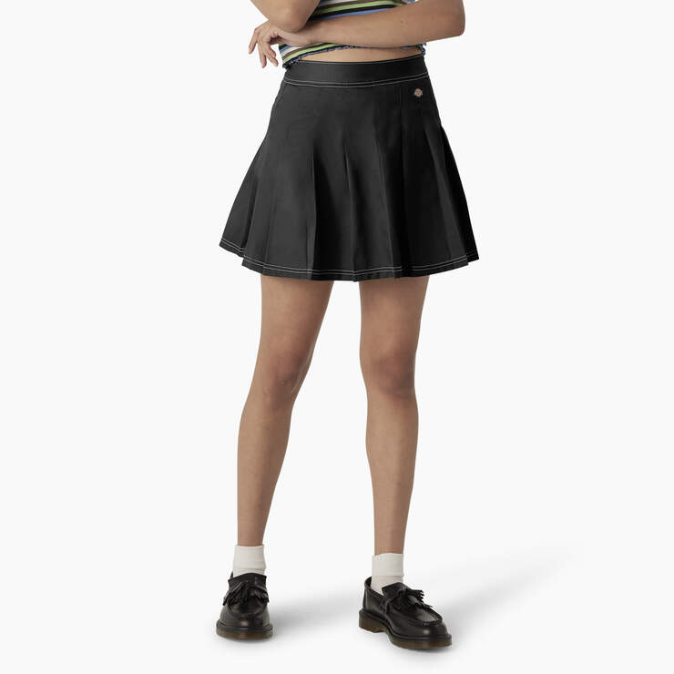 Women's Twill Pleated Skirt - Black (BKX) image number 1