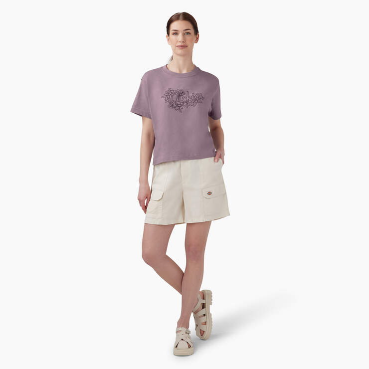 Women’s Floral Graphic Boxy T-Shirt - Lilac (LC) image number 5