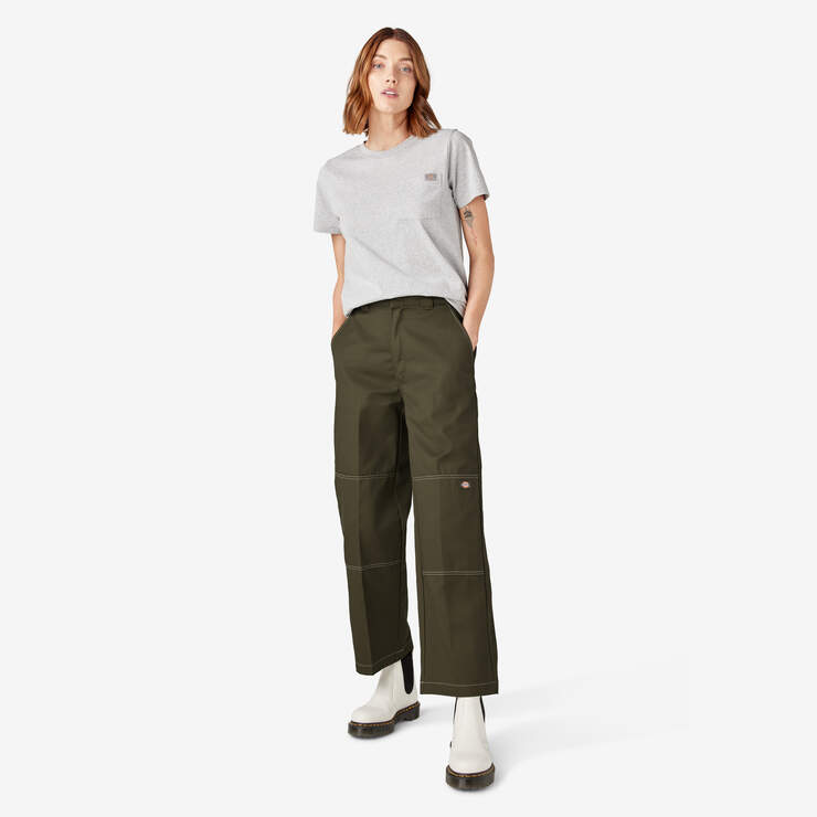 Women’s Relaxed Fit Double Knee Pants - Military Green (ML) image number 5