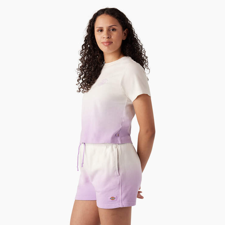 Women's Ombre Cropped T-Shirt - Cloud/Purple Rose Dip Dye (CUD) image number 3