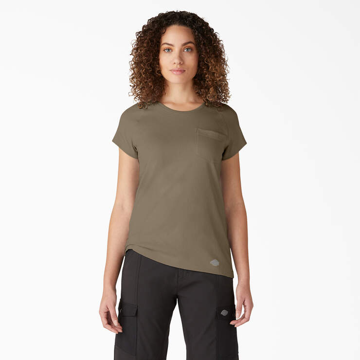Women's Cooling Short Sleeve Pocket T-Shirt - Military Green Heather (MLD) image number 1