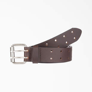 Perforated Leather Double Prong Buckle Belt