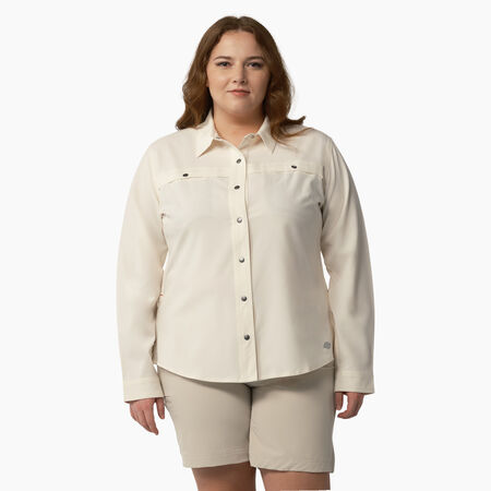 Women&#39;s Plus Cooling Roll-Tab Work Shirt - Antique White &#40;ADW&#41;