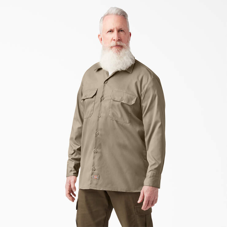 FLEX Relaxed Fit Long Sleeve Work Shirt - Desert Sand (DS) image number 1