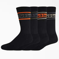 Rugby Stripe Socks, Size 6-12, 4-Pack - Black Stripe (BKS)