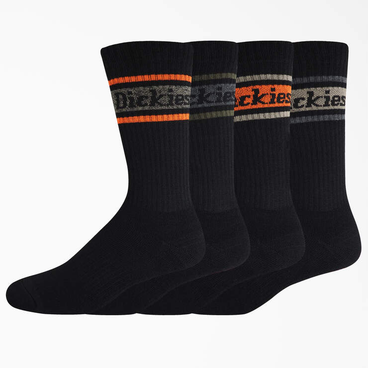Rugby Stripe Socks, Size 6-12, 4-Pack - Black Stripe (BKS) image number 1