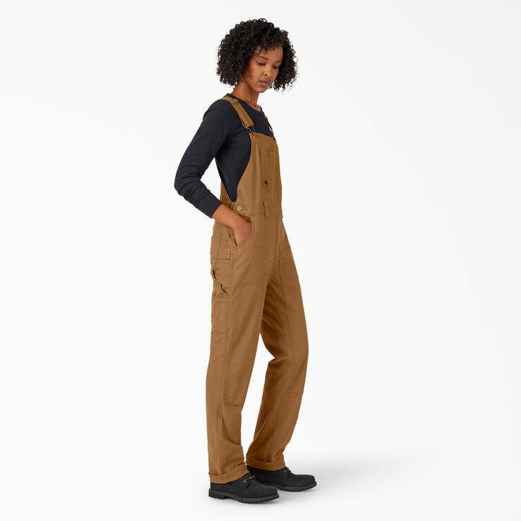 Women's Straight Fit Duck Double Front Bib Overalls - Rinsed Brown Duck (RBD) image number 4