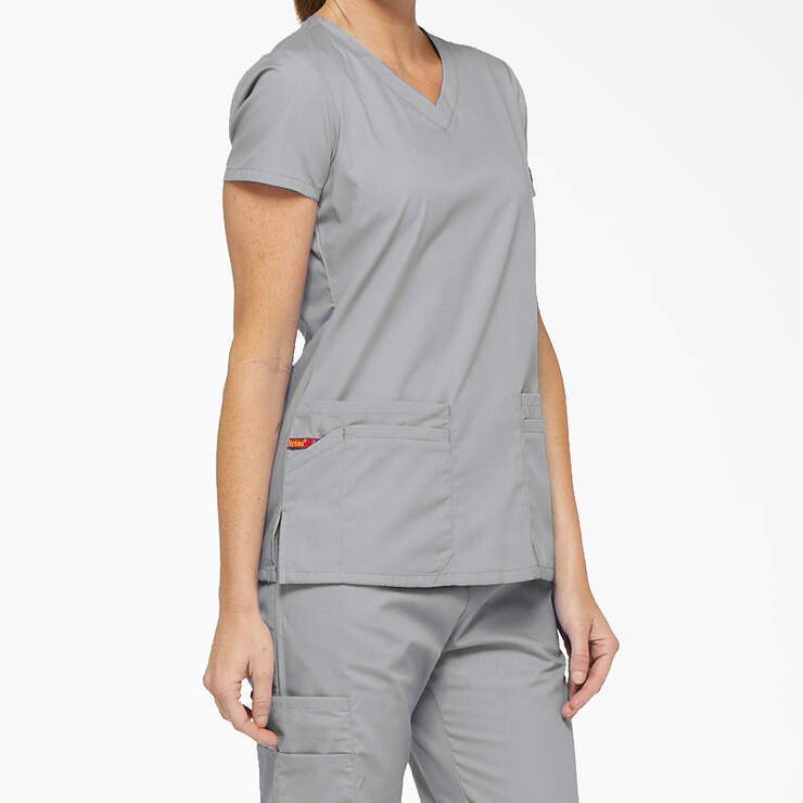 Women's EDS Signature V-Neck Scrub Top - Gray (GY) image number 4