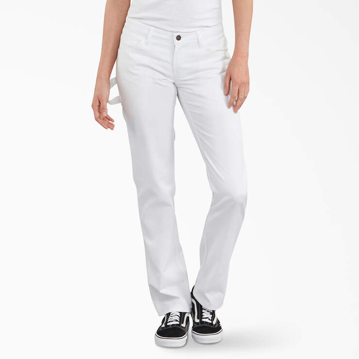 Women's FLEX Relaxed Fit Carpenter Painter's Pants - White (WH) image number 1
