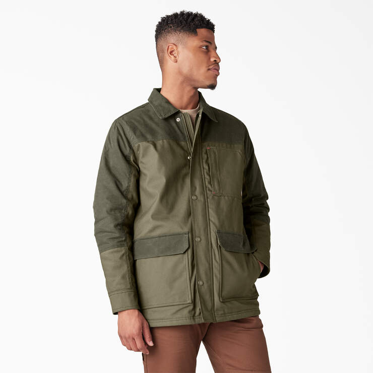 Waxed Canvas Chore Coat - Moss Green (MS) image number 4