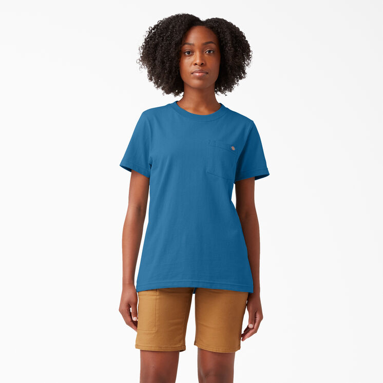 Women&#39;s Heavyweight Short Sleeve Pocket T-Shirt - Vallarta Blue &#40;V2B&#41;