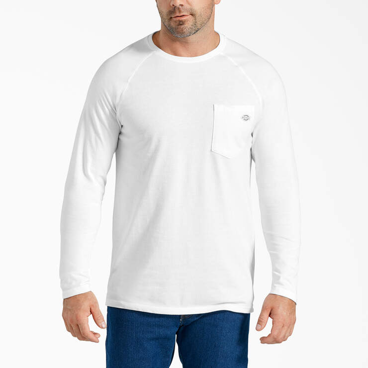 Cooling Long Sleeve Pocket T-Shirt - White (WH) image number 1