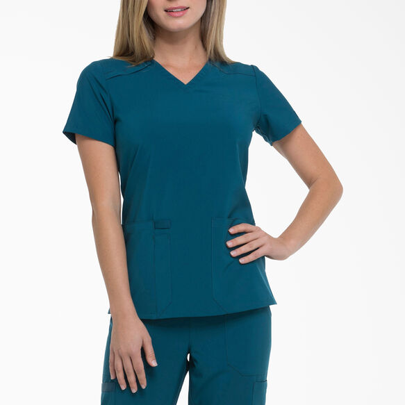 Women&#39;s EDS Essentials V-Neck Scrub Top - Caribbean Blue &#40;CRB&#41;