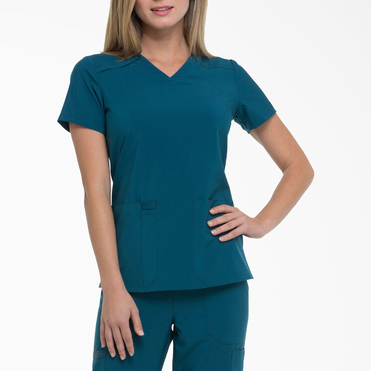 Women&#39;s EDS Essentials V-Neck Scrub Top - Caribbean Blue &#40;CRB&#41;