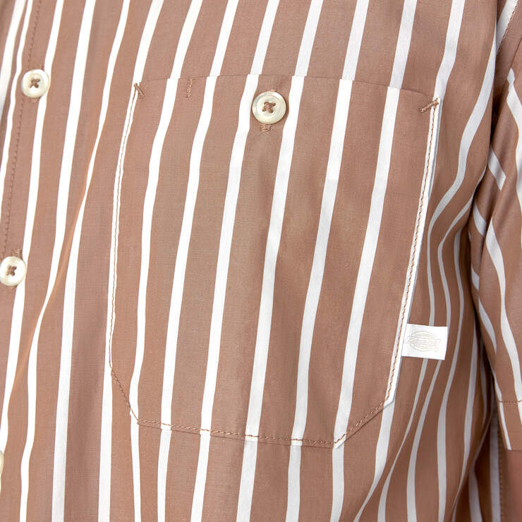 Dickies Premium Collection Poplin Service Shirt - Tan/White Stripe (TSW) image number 7