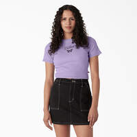 Women's Butterfly Graphic Cropped Baby T-Shirt - Purple Rose (UR2)