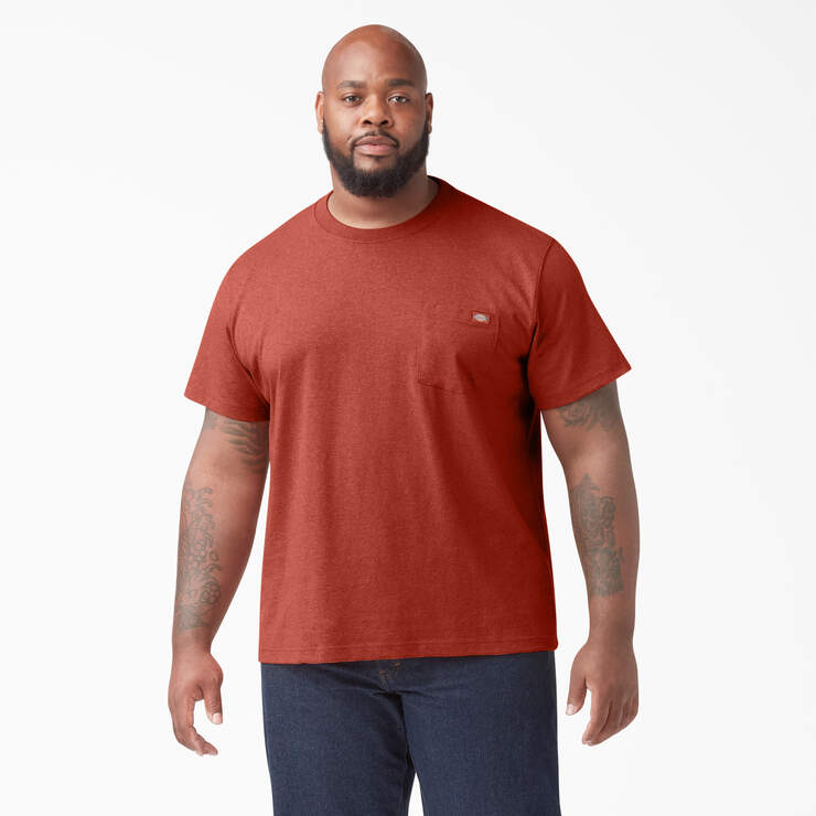 Heavyweight Heathered Short Sleeve Pocket T-Shirt - Rustic Red Heather (RRH) image number 4
