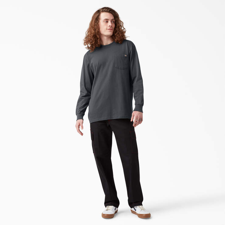 Heavyweight Long Sleeve Pocket T-Shirt - Charcoal Gray (CH) image number 11
