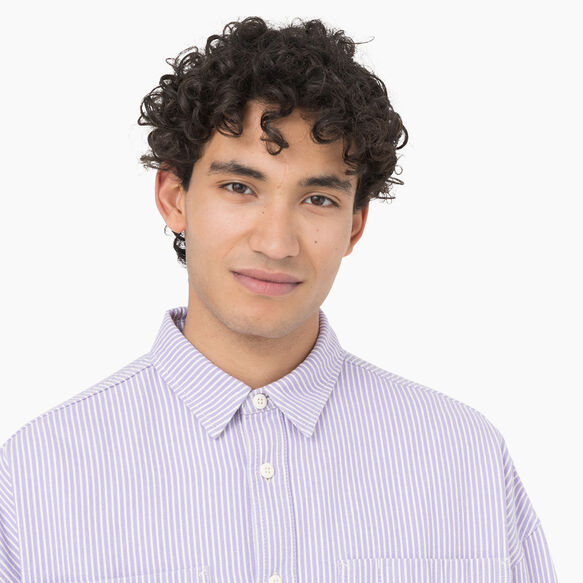 Hickory Stripe Button-Up Work Shirt - Ecru/Lilac &#40;EUG&#41;