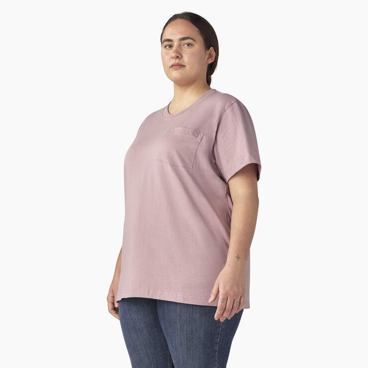 Women's Plus Heavyweight Short Sleeve Pocket T-Shirt - Lilac (LC) image number 3