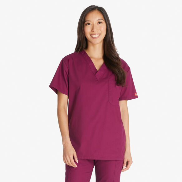 Unisex EDS Signature V-Neck Scrub Top - Maroon (WIN)