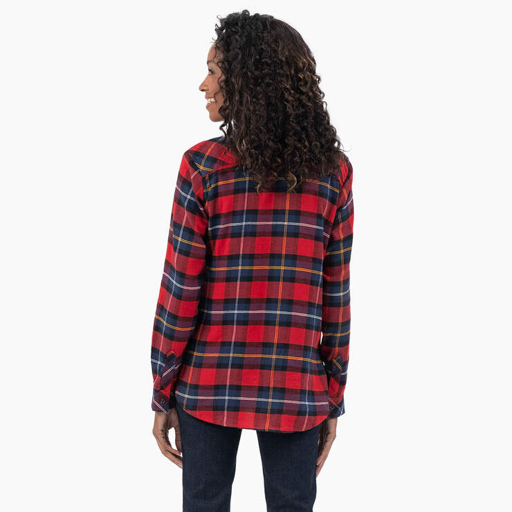 Women's Plaid Flannel Long Sleeve Shirt - English Red Tartan (A1D) image number 2