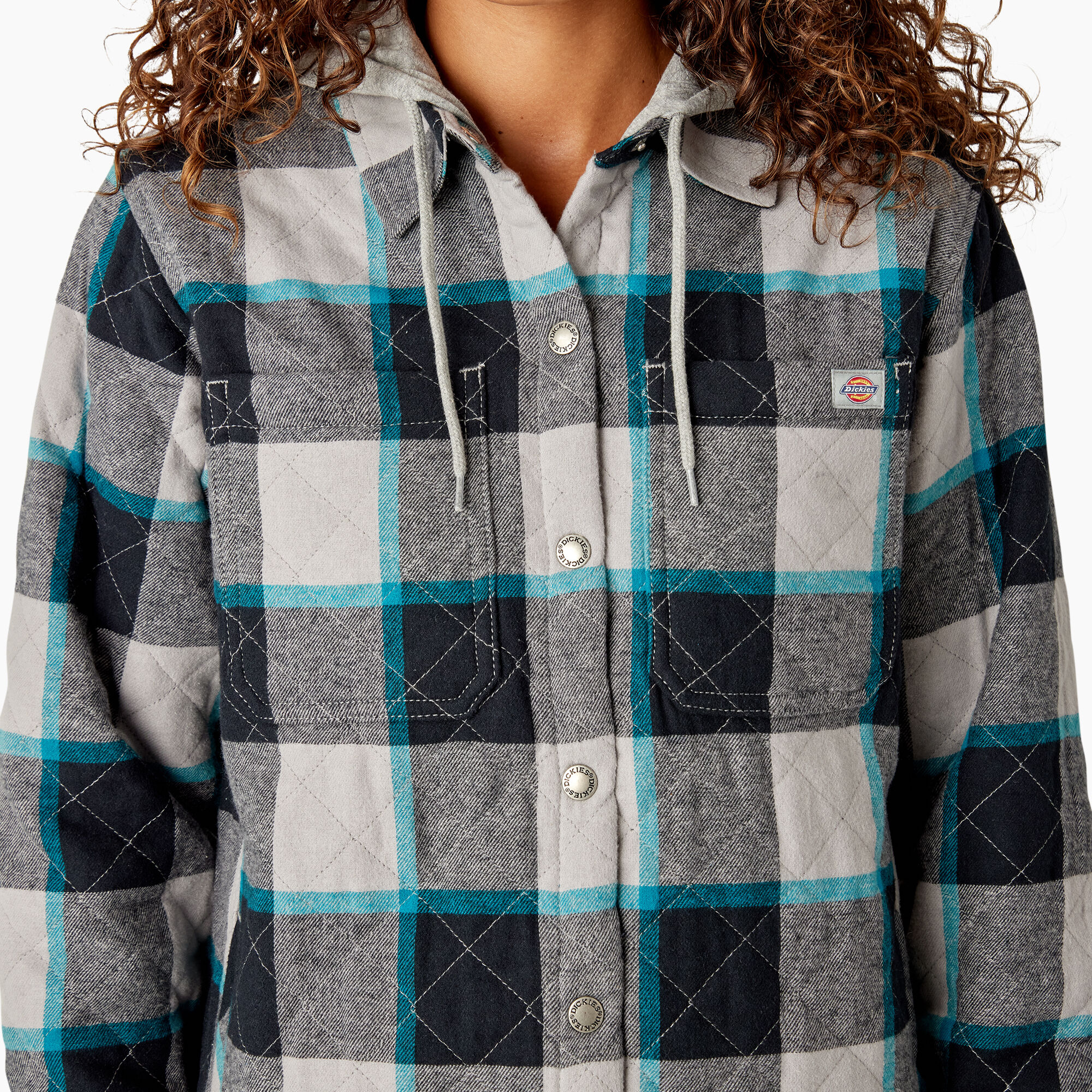 Flannel hooded store jacket with zipper