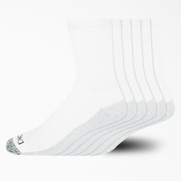Moisture Control Mid-Crew Socks, Size 6-12, 6-Pack - White &#40;WH&#41;