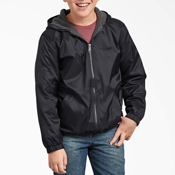 Kids' Fleece Lined Jacket, 8-20 - Black (BK) image number 1