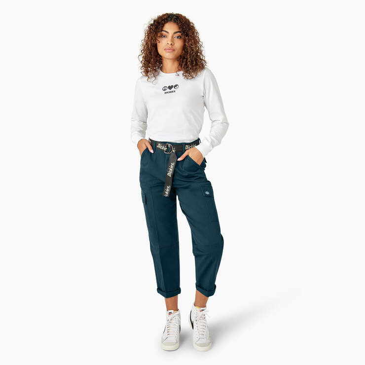 Women's Relaxed Fit Cropped Cargo Pants - Reflecting Pond (YT9) image number 5