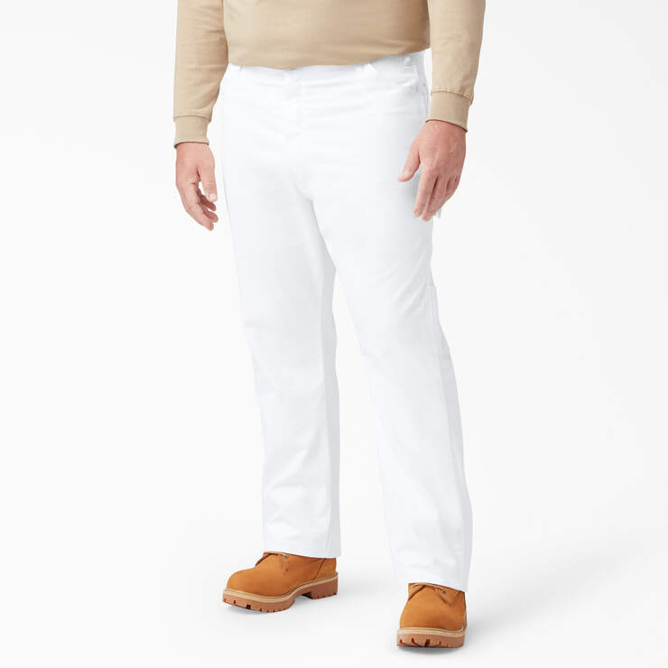 Relaxed Fit Straight Leg Painter's Pants - White (WH) image number 4