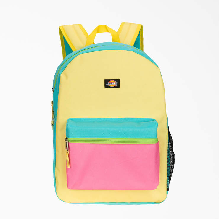 Pink Colorblock Student Backpack - Lemon Yellow (LE) image number 1