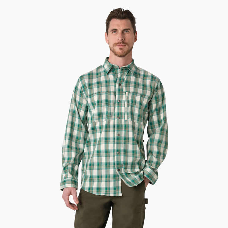 Cooling Long Sleeve Work Shirt - Deep Lake/Moss Plaid &#40;A2G&#41;