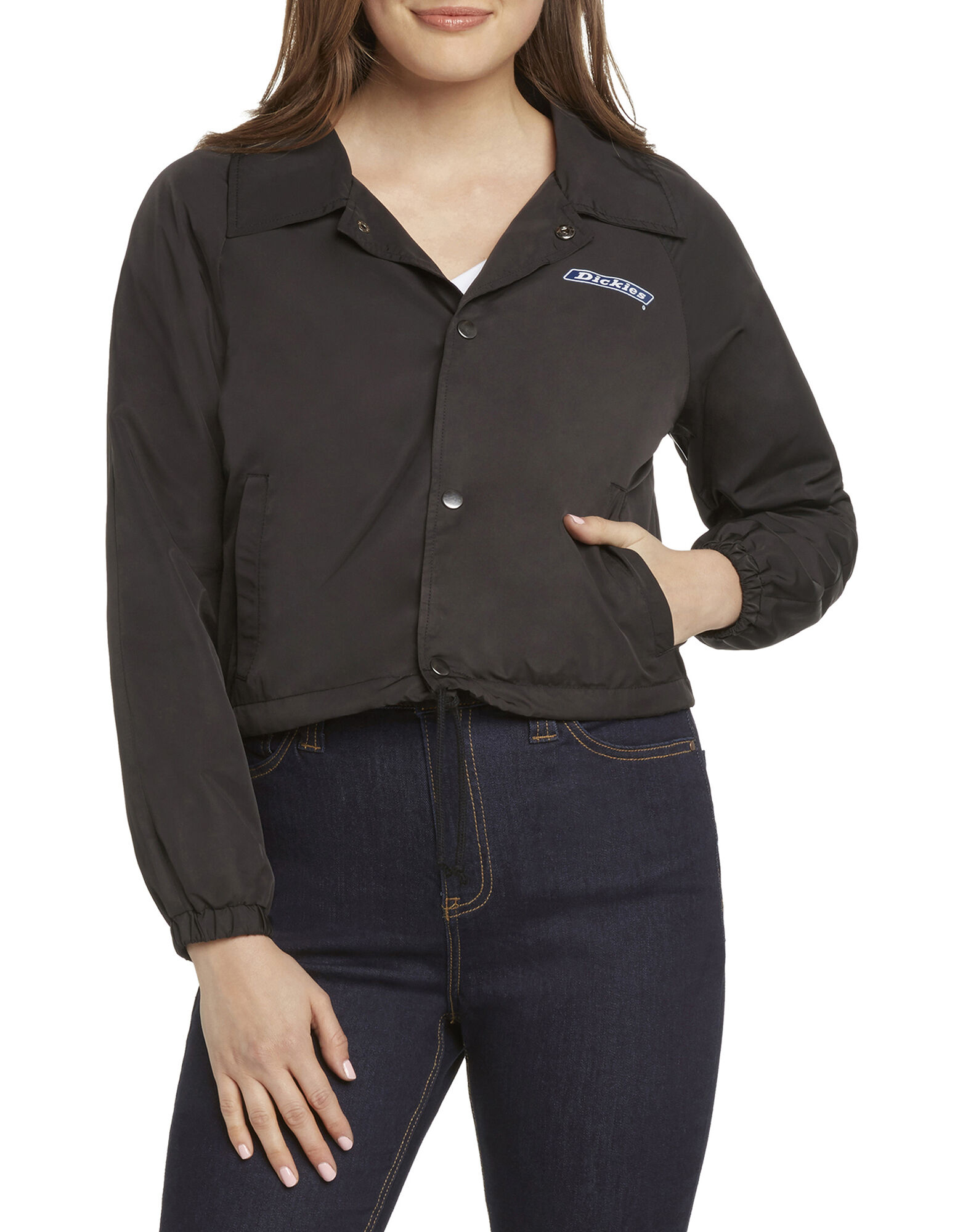 Dickies Girl Juniors Cropped Logo Wind Breaker Jacket