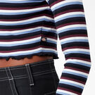 Women&rsquo;s Long Sleeve Striped Cropped T-Shirt - Wine/Jacaranda Baby Stripe &#40;WSJ&#41;