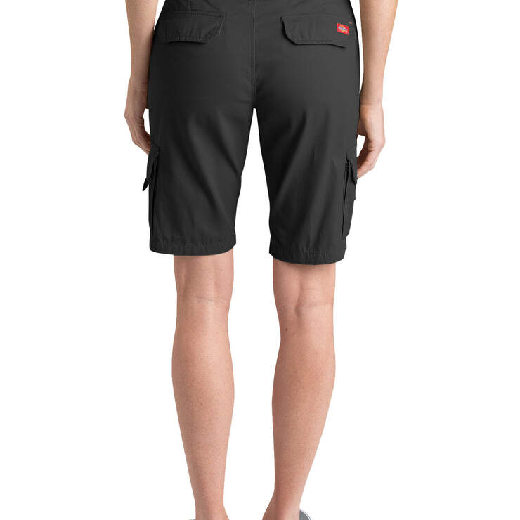 Women's 11" Relaxed Fit Cotton Cargo Shorts - Rinsed Black (RBK) image number 2