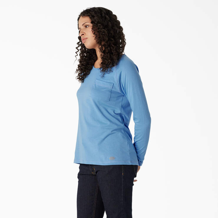 Women's Cooling Long Sleeve Pocket T-Shirt - Azure Blue (AB2) image number 3