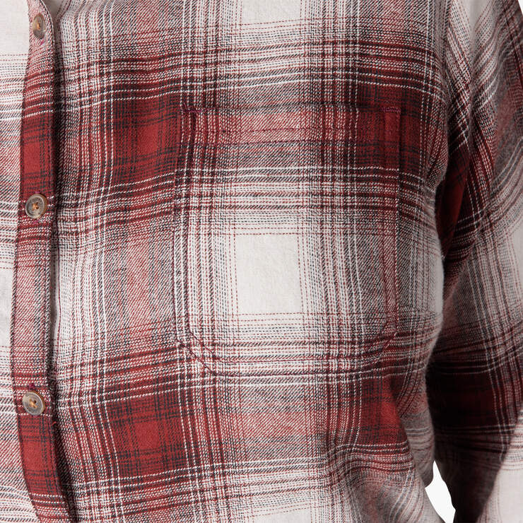 Women's Plus Long Sleeve Plaid Flannel Shirt - Fired Brick Ombre Plaid (C1X) image number 8