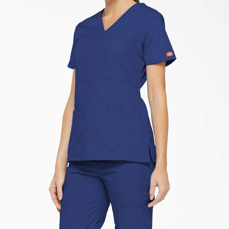 Women's EDS Signature Mock Wrap Scrub Top - Galaxy Blue (GBL) image number 3