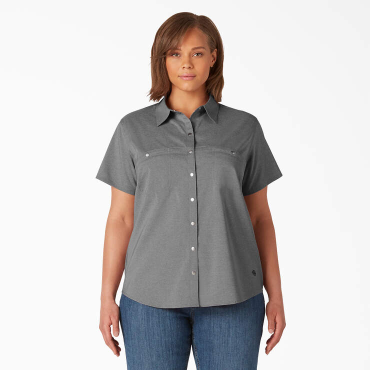 Women's Plus Cooling Short Sleeve Work Shirt - Alloy Heather (LYH) image number 1